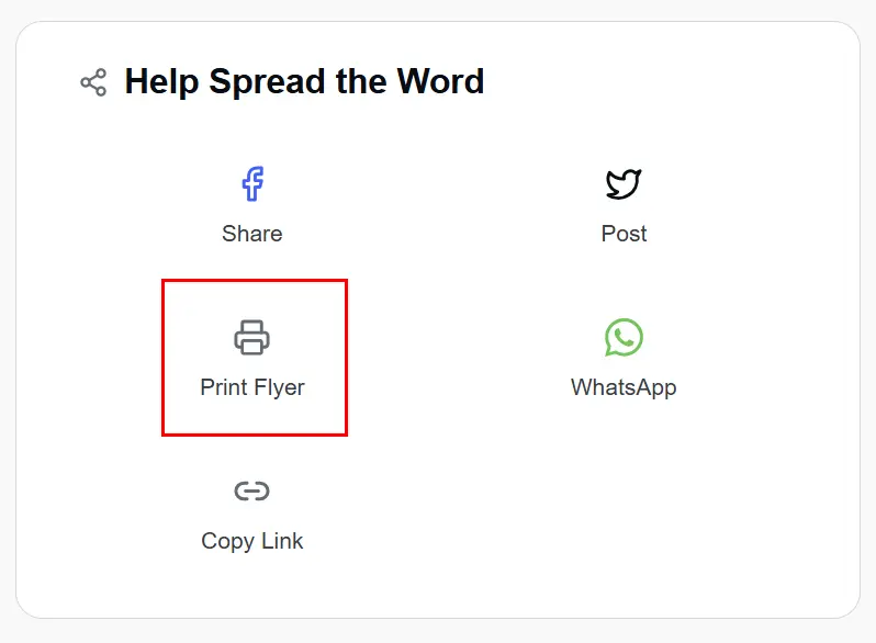 Print Flyer button will prompt you to export a file for printing or sharing